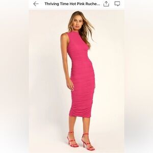 Lulus thriving time midi pink dress